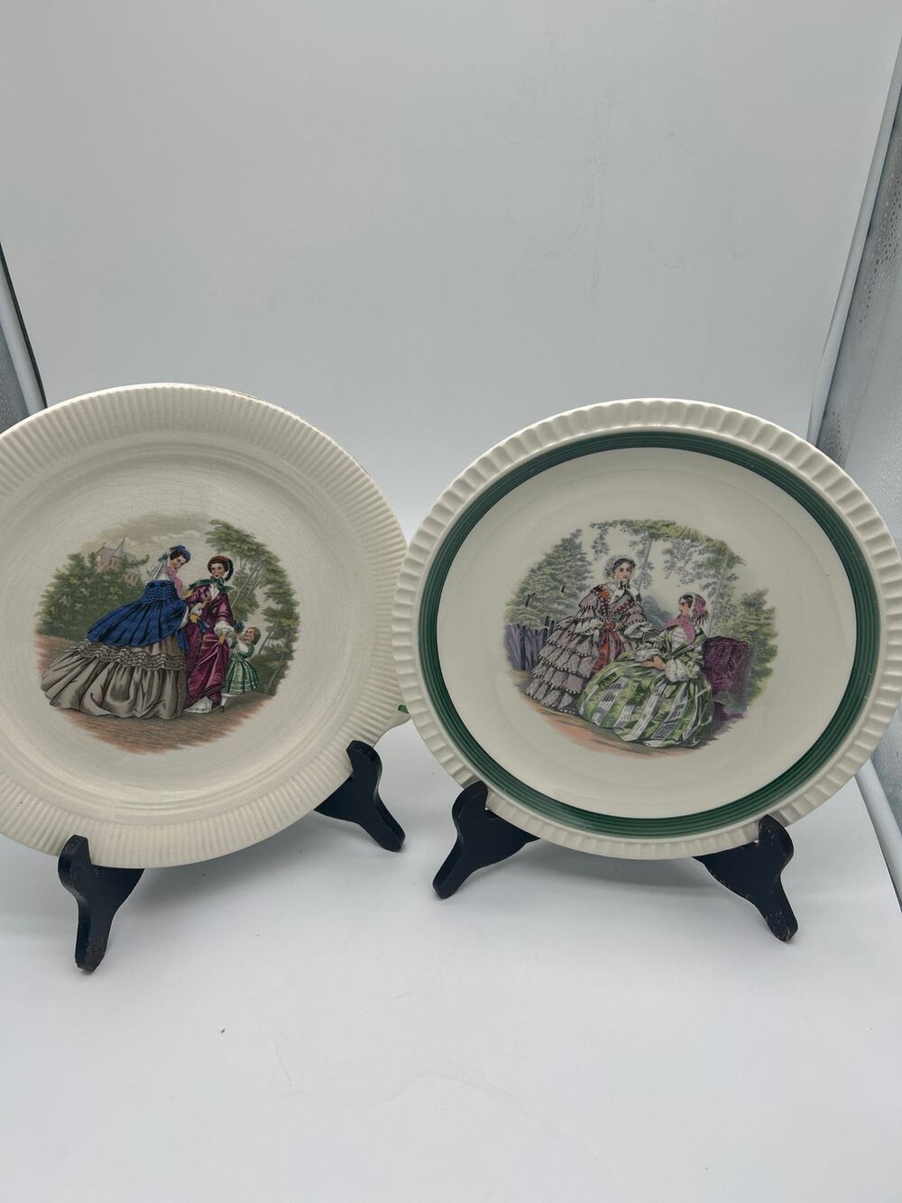 Lot of 2 Vintage Dinner Plates Salem China Hancock Company Godey Pattern